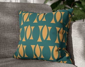 Mid Century Modern Throw Pillow Cover Retro MCM Geometric Abstract Cushion Atomic Home Decor Vintage Style 50s 60s Sofa Pillow Teal Mustard