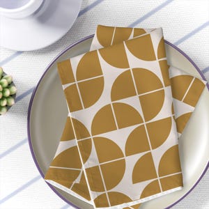 Dark Mustard Napkins MCM Party Accessories Retro Table Decor Dinner Vintage Napkins Mid Century Modern Atomic Starburst 1960s 50s Dining