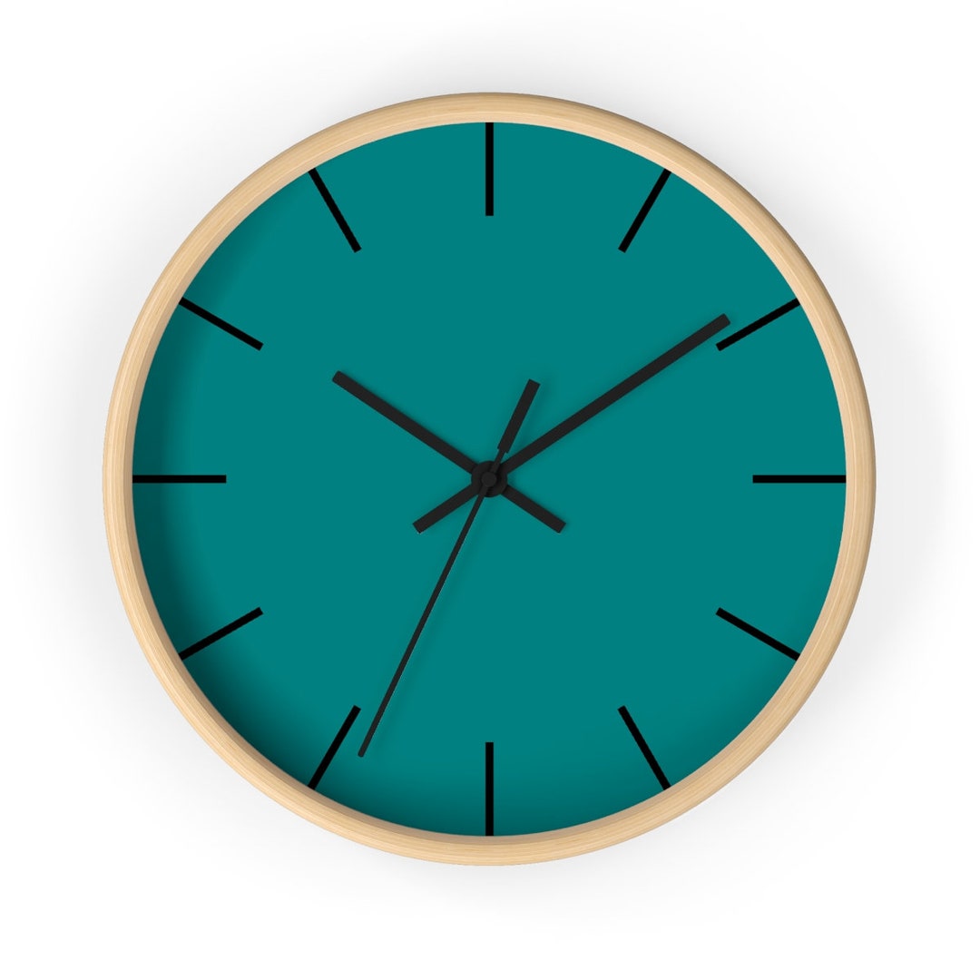 Teal Wall Clock Classic Minimalist Wall Clock Wooden Etsy UK