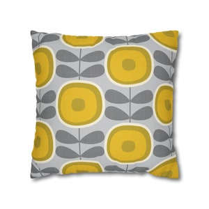 Scandinavian Flower Pillow Case Abstract Dandelion Cushion MCM Retro Mid Century Throw Pillow Cover Gray Mustard Yellow Scandi Home Decor image 5