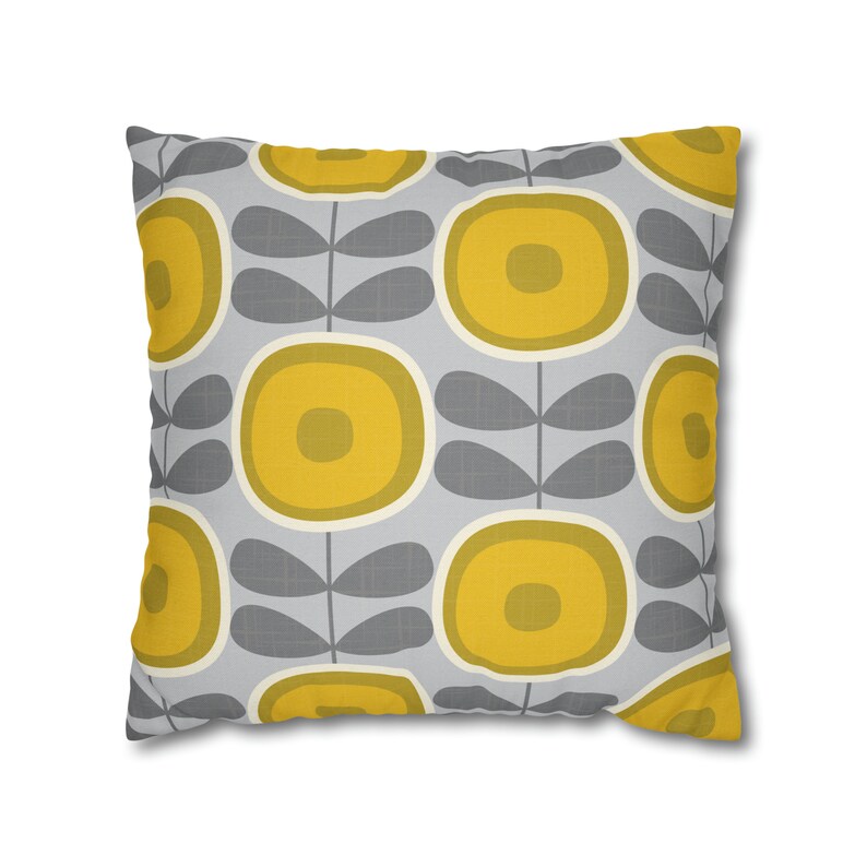 Scandinavian Flower Pillow Case Abstract Dandelion Cushion MCM Retro Mid Century Throw Pillow Cover Gray Mustard Yellow Scandi Home Decor image 5