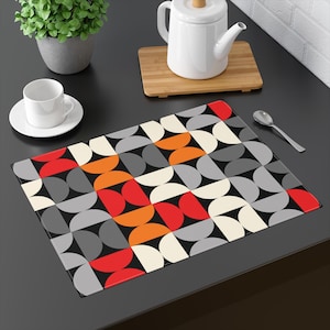 Abstract Placemat Mid Century Modern Retro Dining Table Decor 1960s 1950s Vintage Table Accessories Atomic Age MCM Placemat Geometric Shapes