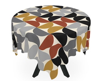 Toalha de mesa minimalista de meados do século, decoração de mesa, toalha de mesa quadrada retrô MCM da era atômica, anos 1950 e 1960, decoração geométrica para casa, jantar abstrato