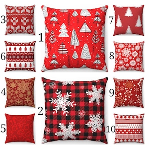 Red Christmas Pillow Cover Snowflake Pillow Christmas Throw Pillow Christmas Decor Red Pillow Cover Winter Pillow