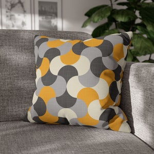 Retro Pillow Cover Geometric Pillow Case Mid Century Modern Mustard Yellow Gray Cushion Cover Abstract Pillow Minimalist MCM 1960 Home Decor