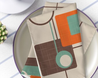 Abstract Napkins Mid Century Modern Party Accessories Retro Table Decor Dinner Vintage Napkins Geometric Atomic Starburst 1960s 50s Dining