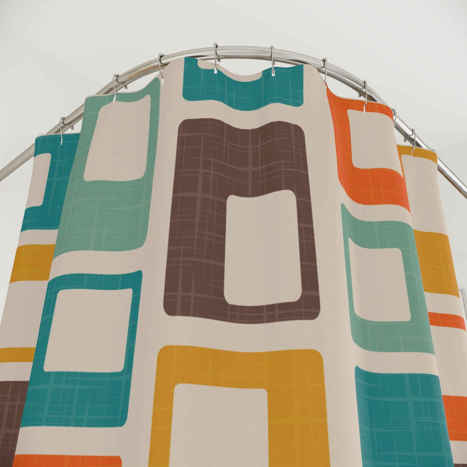 Shower Curtain Retro Mid Century Modern Bathroom Curtain Atomic ...