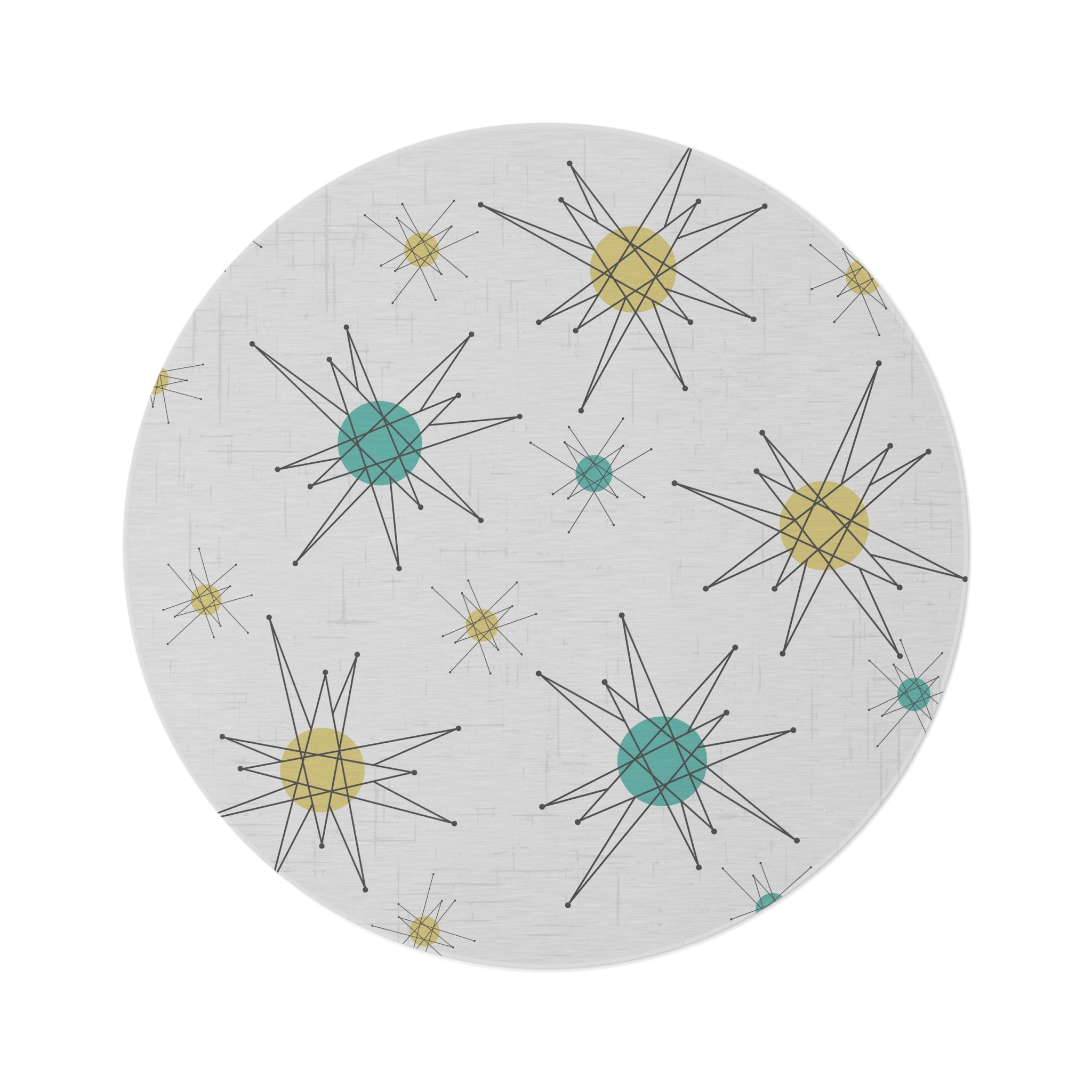 Round Rug Mid Century Modern Area Rug for Living Room Bedroom Retro ...