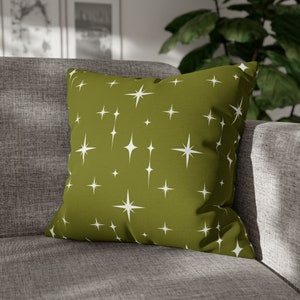 Moss Green Retro Pillow Cover Mid Century Modern Pillow Case Cushion Decorative Accent Pillow MCM Sparkles Pillow Green Atomic Home Decor