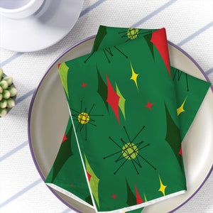 Mid Century Napkins Christmas Party Accessories Holiday Table Decor Dinner Vintage Napkins Mid Century Modern MCM Atomic Starburst Dining