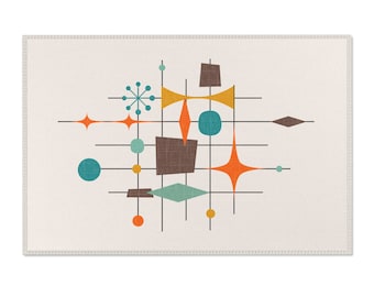 Abstract Area Rug For Living Room Bedroom Mid Century Modern Rug Retro Geometric Decor 1960s MCM Contemporary Rug Home Decor Geometric Rug