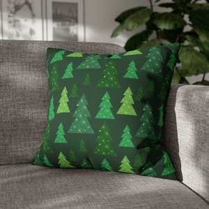 Green Christmas Trees Pillow Cover Mid Century Modern Atomic Starburst Xmas Cushion Holiday Pillows Retro MCM Home Decor Green Throw Pillow