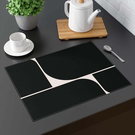 Schwarzes Platzset Minimalist Scandi Style Esstisch Dekor Baumwolle Tischset Geometrische Abstrakte Tischset Skandinavische Küche Dekor