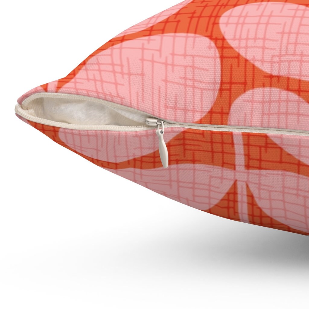 Mid Century Modern Throw Pillow Cover Red Pink Pillow Stem Etsy