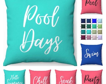 Color personalizado Funda de almohada para la piscina Decoración para la fiesta en la piscina Almohada decorativa para la piscina Almohada para nadar Almohada para relajarse Almohada para remojar Hello Summer Blue Coral White