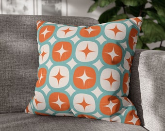 Retro Pillow Cover Mid Century Modern Pillow Case Geometric Orange Blue Cushion Cover Abstract Pillow Minimalist MCM 60s Atomic Home Decor