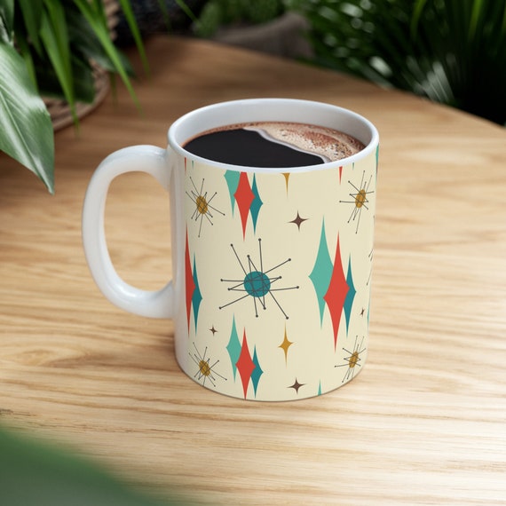Mid Century Modern Coffee Mug Atomic Starburst Ceramic Mug Retro Vintage  Tea Mugs 1950s 60s Drinkware Atomic Space Age Gift Red Blue Mug - Etsy