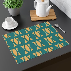 Abstract Placemats Mid Century Modern Geometric Placemat Atomic Mid Century Dining Table Decor 1960 50s Vintage Accessories MCM Placemat