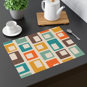 Mid Century Placemats Abstract Geometric Placemat Atomic Mid Century Modern Dining Table Decor 1960 50s Vintage Accessories MCM Placemat