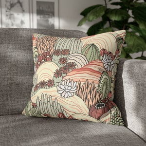 Succulent Pillow Cover Cactus Pillow Case Green Plant Decorative Pillow Throw Pillow Cactus Decor Red Green Pillow Cover
