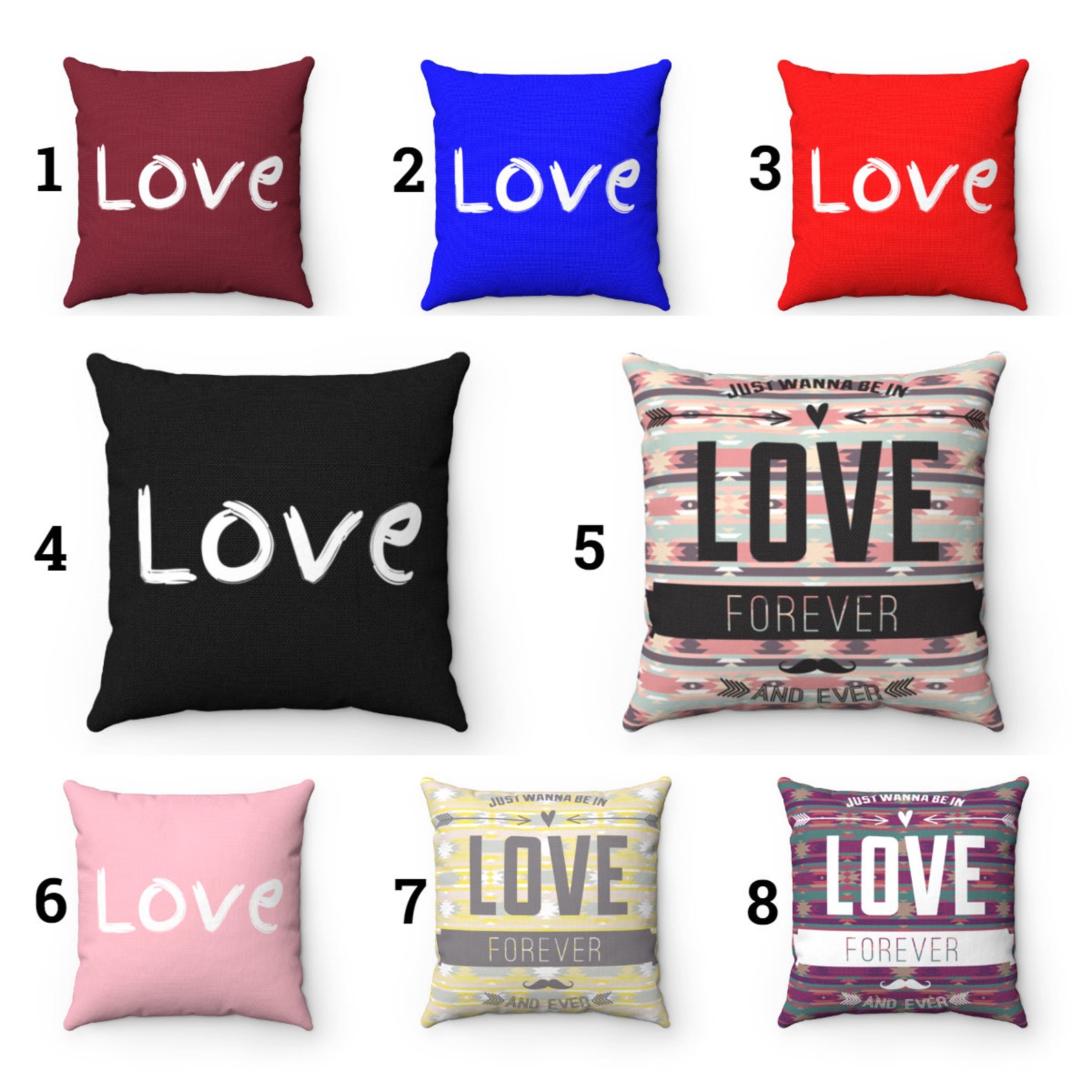 Love Pillow Cover Love Forever Pillow Love Pillowcases Love Etsy