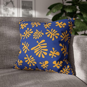 Fronha Matisse Azul Amarelo Arte Moderna Escandinava Abstrata Folha Capa de Almofada Decorativa Formas Simples Capa de Almofada Dinamarquesa Moderna