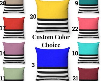 Pool Pillow Cover Striped Minimalist Custom Personalized Black White Summer Colorblock Modern Colorful Bright Green Orange Pink
