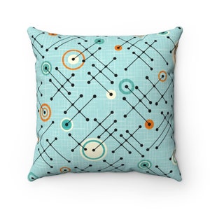 Blue Pillow Cover MidCentury Pillow Modern Retro Pillow Cover Geometric Pillow Cover Abstract Throw Pillow Blue Retro Decor