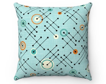Blue Pillow Cover MidCentury Pillow Modern Retro Pillow Cover Geometric Pillow Cover Abstract Throw Pillow Blue Retro Decor