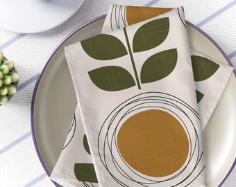 Scandinavian Napkins Dandelion MCM Party Accessories Retro Table Decor Vintage Napkins Mid Century Modern Abstract Flowers 1960s 50s Dining