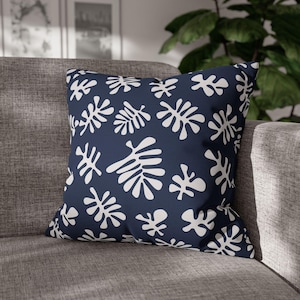 Fronha Matisse Azul Marinho Arte Moderna Escandinava Abstrata Folha Capa de Almofada Decorativa Formas Simples Capa de Almofada Dinamarquesa Moderna