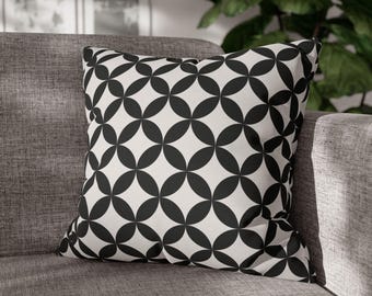 Geometric Pillow Cover Retro Mid Century Modern Pillow Case Black Cushion Cover Abstract Throw Pillow MCM 60s Atomic Age Home Decor