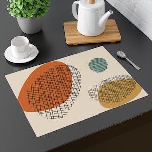Abstract Placemat Mid Century Modern Retro Dining Table Decor 1960s 1950s Vintage Table Accessories Atomic Age MCM Placemat Abstract Shapes