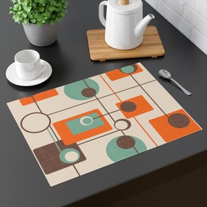 Abstract Placemats Mid Century Modern Geometric Placemat Atomic Mid Century Dining Table Decor 1960 50s Vintage Accessories MCM Placemat