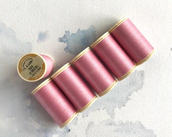 Sajou  No. 594 Pink, Waxed cotton gloving thread, Fil Au Chinois Luneville tambour thread