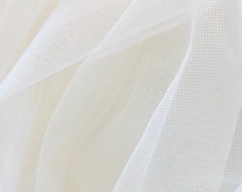 White Soft Tulle Fabric, 58"in wide, couture fabric for dressmaking, Luneville, tambour embroidery, Fabrique Studio