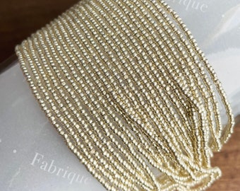 11/0 Metallic champagne silver, Rocailles Czech seed bead, strung bead for embroidery, Fabrique Studio