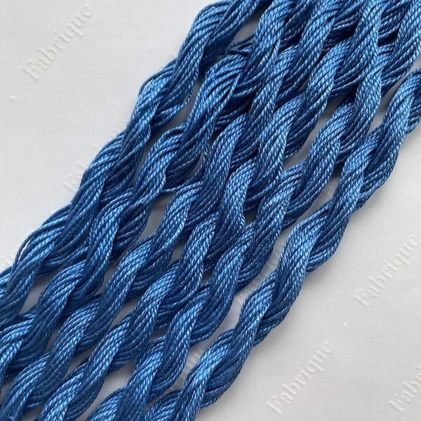 Fabrique Blue Jean Silk Perle Thread, Size 5, Hand Dyed Artisan Embroidery Thread