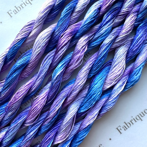 Fabrique Blue Lavender Silk Embroidery Thread, Hand Dyed Embroidery Thread, Artisan Thread