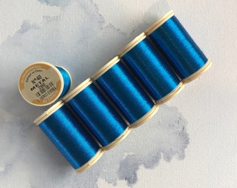 Sajou No. 280 Turquoise, Metallic thread, Fil Au Chinois Luneville tambour thread