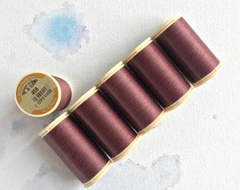 Sajou No. 458 Plum, Waxed cotton gloving thread, Fil Au Chinois Luneville tambour thread