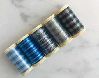 Sajou Blue grey variegated thread, Fil Au Chinois, Luneville tambour thread spool, Sajou, Fabrique Studio