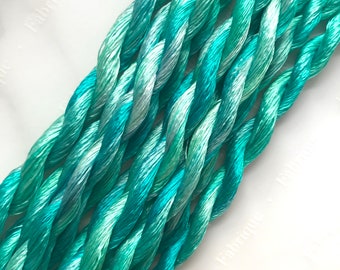 Fabrique Green water Silk Embroidery Thread, Hand Dyed Embroidery Thread, Artisan Thread