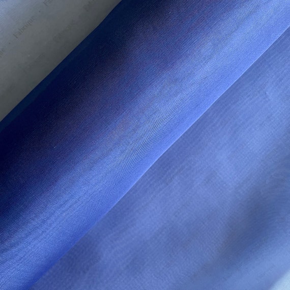 Cobalt Silk Organza Fabric, 54"in Wide, Luneville Couture Fabric, Tambour Embroidery, Fabrique Studio