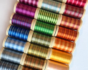 Sajou glossy variegated thread 30 color set, Fil Au Chinois Luneville tambour thread spool
