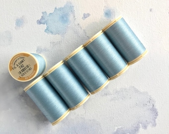 Hilo de pandereta luneville francés, azul cielo, algodón encerado Fil Au Chinois Gloving, Fil au Gant, No. 742, Bordado Fabrique