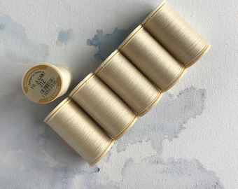 Sajou No. 312 Ecru, Waxed cotton gloving thread, Fil Au Chinois Luneville tambour thread