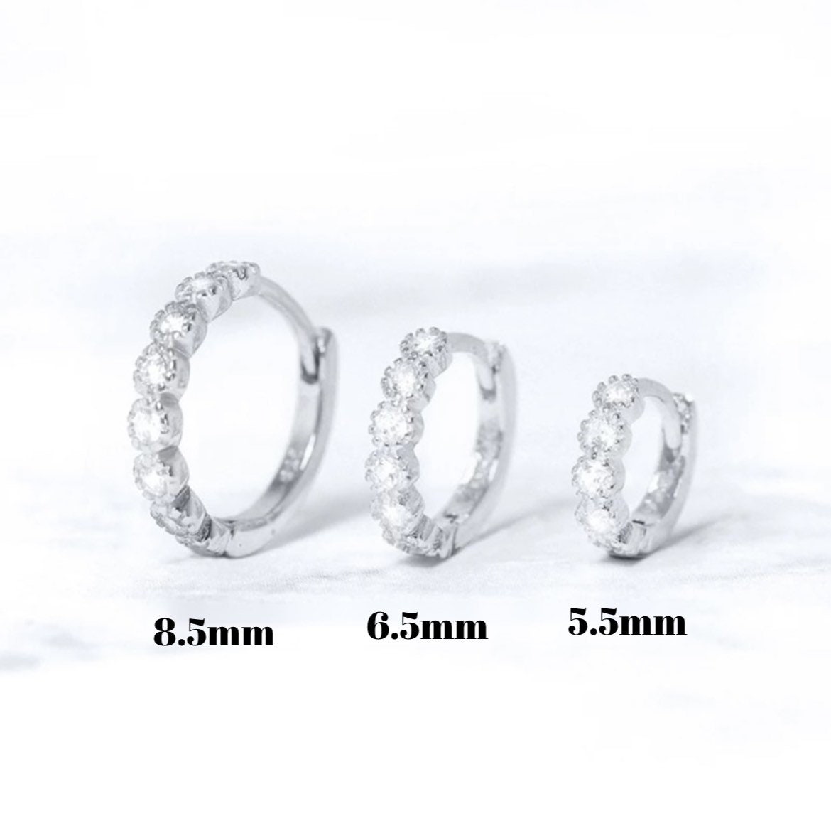 APRIL TINY Milgrain Crystal Huggie Hoop Earring CZ Crystal - Etsy UK