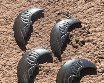 Hematite Moon Carving | Grounding & Protection Crystal | Witchy Decor