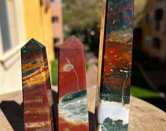 African Bloodstone Crystal Tower, Natural Bloodstone Tower, Grounding Crystal, Protection Stone, Spiritual Crystal, Witchy Home Decor